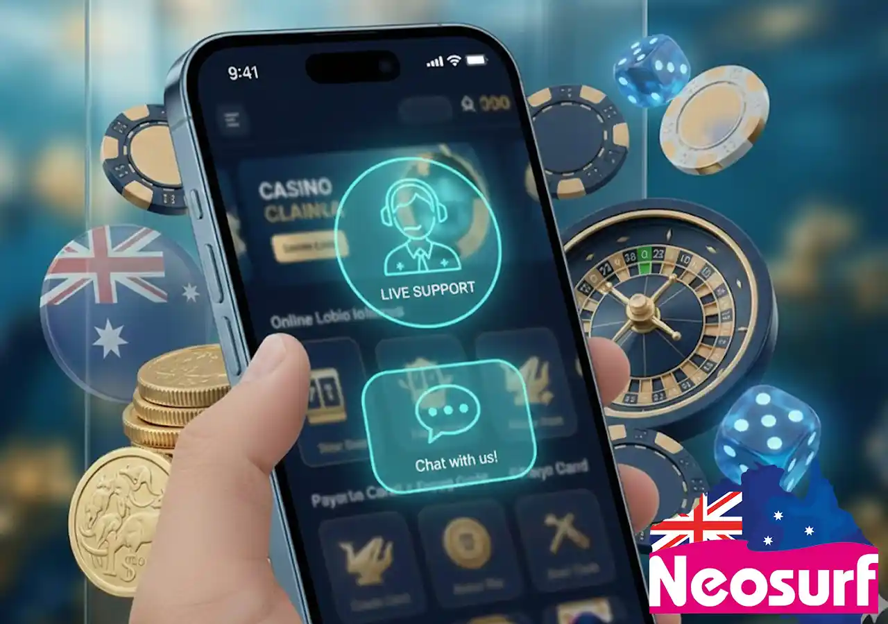 24/7 customer support service for Australian Neosurf casino users featuring live chat and email.